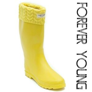 Women's Rainboots, Tall Rain Boots with Cuff, #3104, Yellow